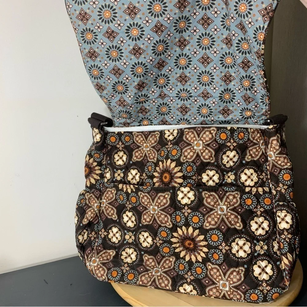 Vera Bradley Crossbody Baby Diaper Messenger Floral Travel Bag Brown Ajust Strap - Picture 6 of 13